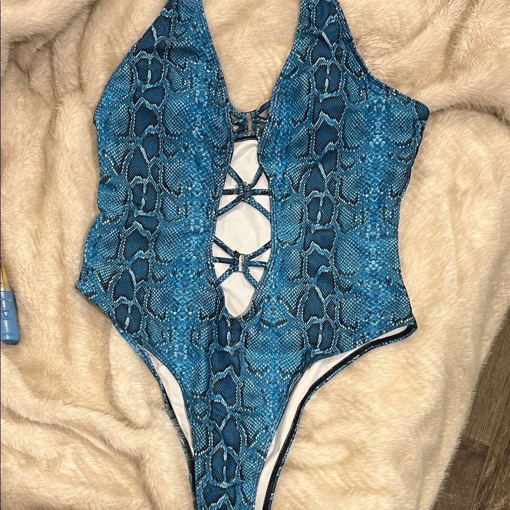 Vibrant Blue Snakeskin Swimsuit